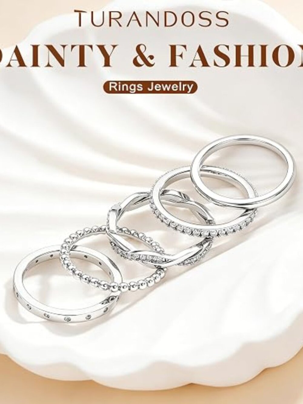 Turandoss Gold Stackable Rings Set for Women - Picture 7 of 7